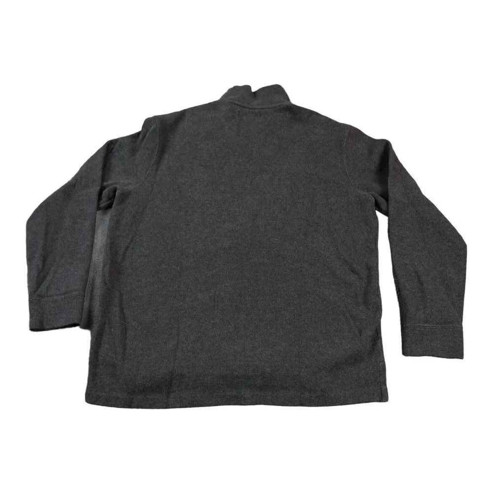 VTG Polo Ralph Lauren Sweater Men's Large Dark Gray Mock Neck‎ Quarter Preppy